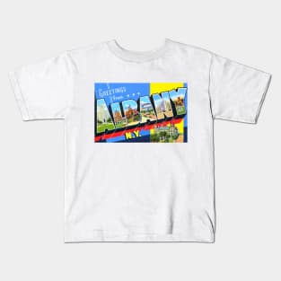 Greetings from Albany, New York - Vintage Large Letter Postcard Kids T-Shirt